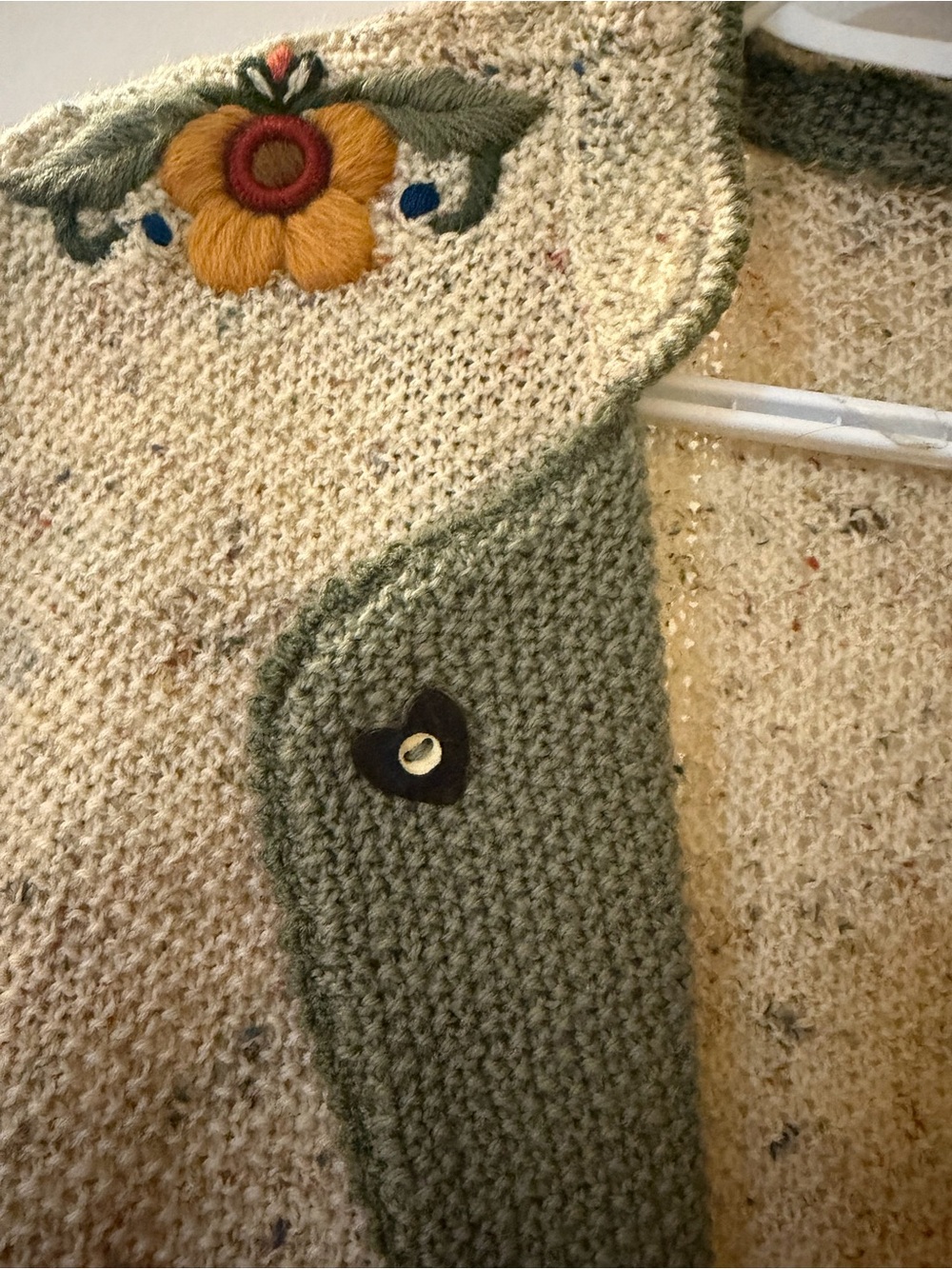 Vintage Austrian Tyrolean Cardigan - Boho Hand Embroidered Wool Sweater - Picture 5 of 8